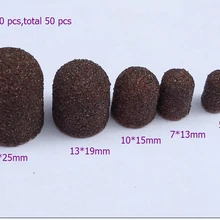 50 шт./лот 5*11 7*13 10*15 13*19 16*25 каждый 10 шт. профессиональный шлифовальный колпачок для ногтей кольцо для электрической дрели ногтей маникюр педикюр