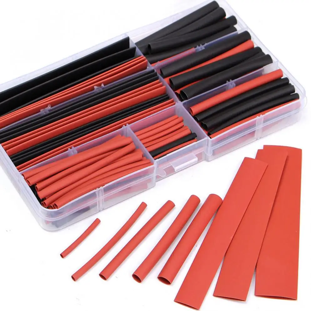 

Terminals 150pcs 2 : 1 Polyolefin H-type Heat Shrink Shrinking Tubing Tube Red+Black Connectors Terminals Welding hardware