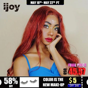 

Colored Human Hair Wigs 13×4 Lace Front #33 Copper Red Body Wave Wigs 18"-30" 150% Density Brazilian Human Hair Non-Remy IJOY