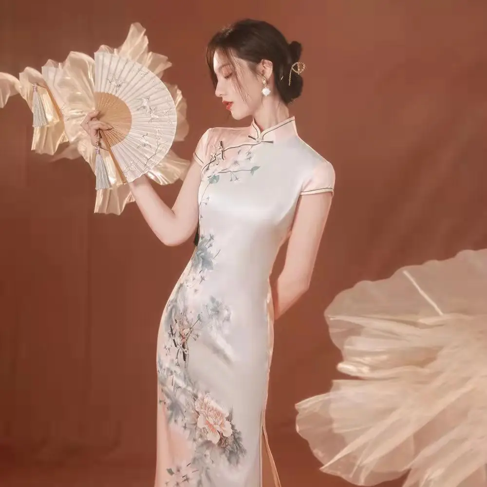 Qipao Dress Modern Silk Chinese Traditional Women Dresses Modern Cheongsam Elegant Vestidos Wedding Party Dress 22 Plus Size Cheongsams Aliexpress