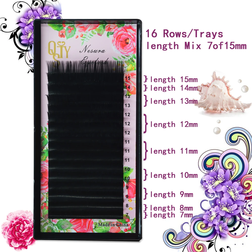 QSTY 7 15mm mixing Faux mink individual eyelash extension cilia lashes extension for professionals soft mink 4
