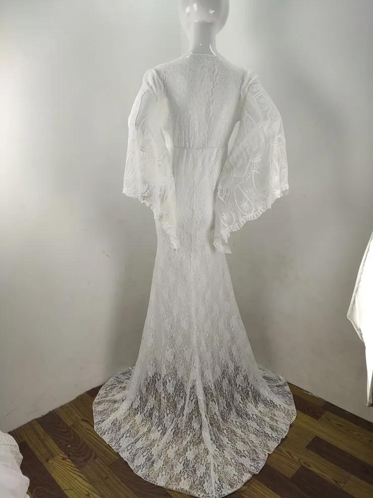 Maternity Photography Props Clothing Pregnant Women Sexy Lace Dress Photo Shoot V-neck Fluttering Sleeves Pregnancy Dresses 2020