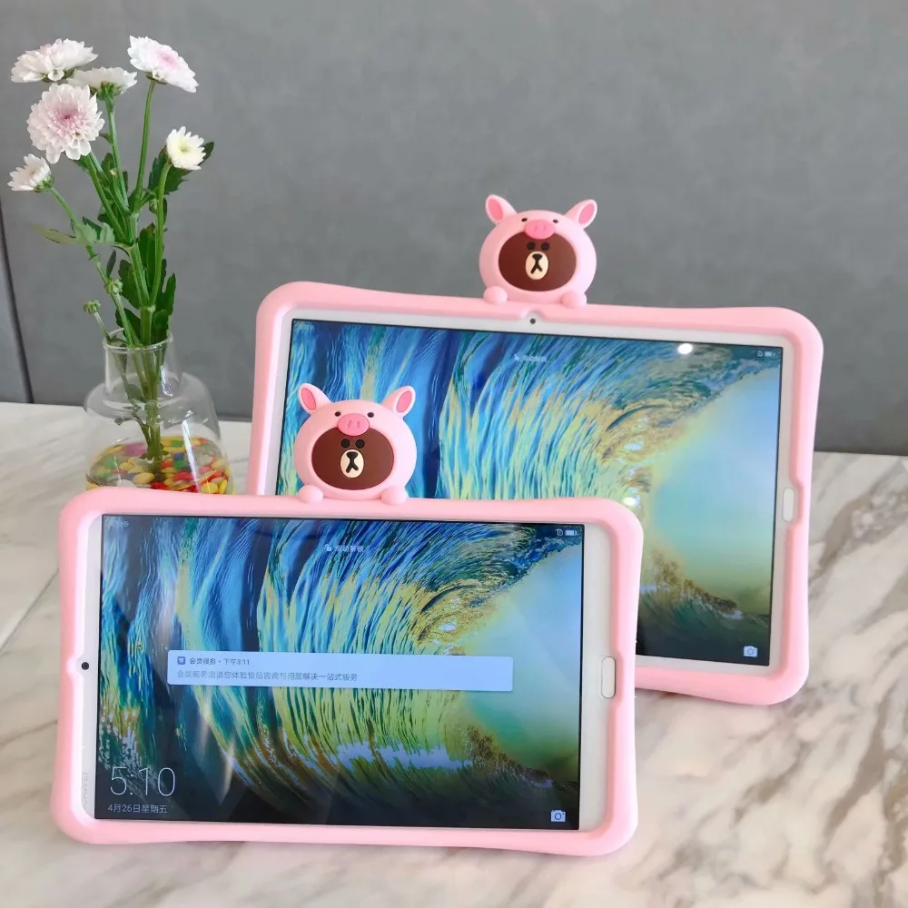 Милый детский чехол для планшета с изображением розовой свиньи медведя для Ipad 5 Air 1 9,", Чехол-подставка для Ipad 5 Air 1, безопасный нетоксичный силиконовый чехол+ ручка