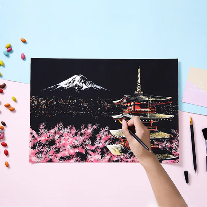 New Colorful urban adult decompression scratch painting toy night DIY hand-painted creative birthday gift Home decoration M043 2