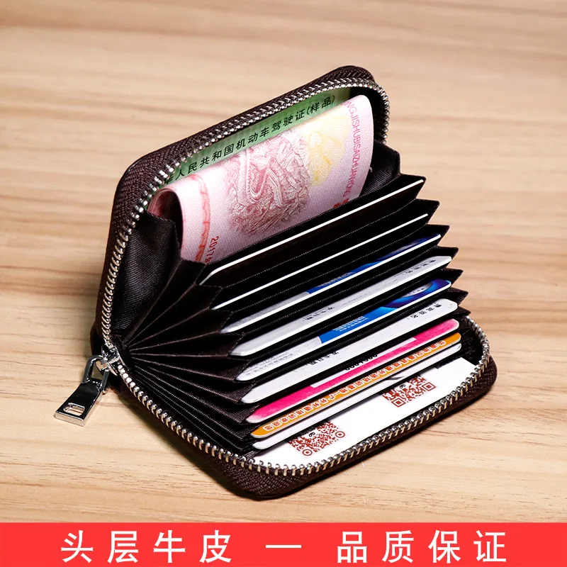 Натуральная кожа аккордеон RFID кредитный держатель для карт кошелек для мужчин новая настоящая кожа Rfid Porte Carte Tarjetero визитница для женщин