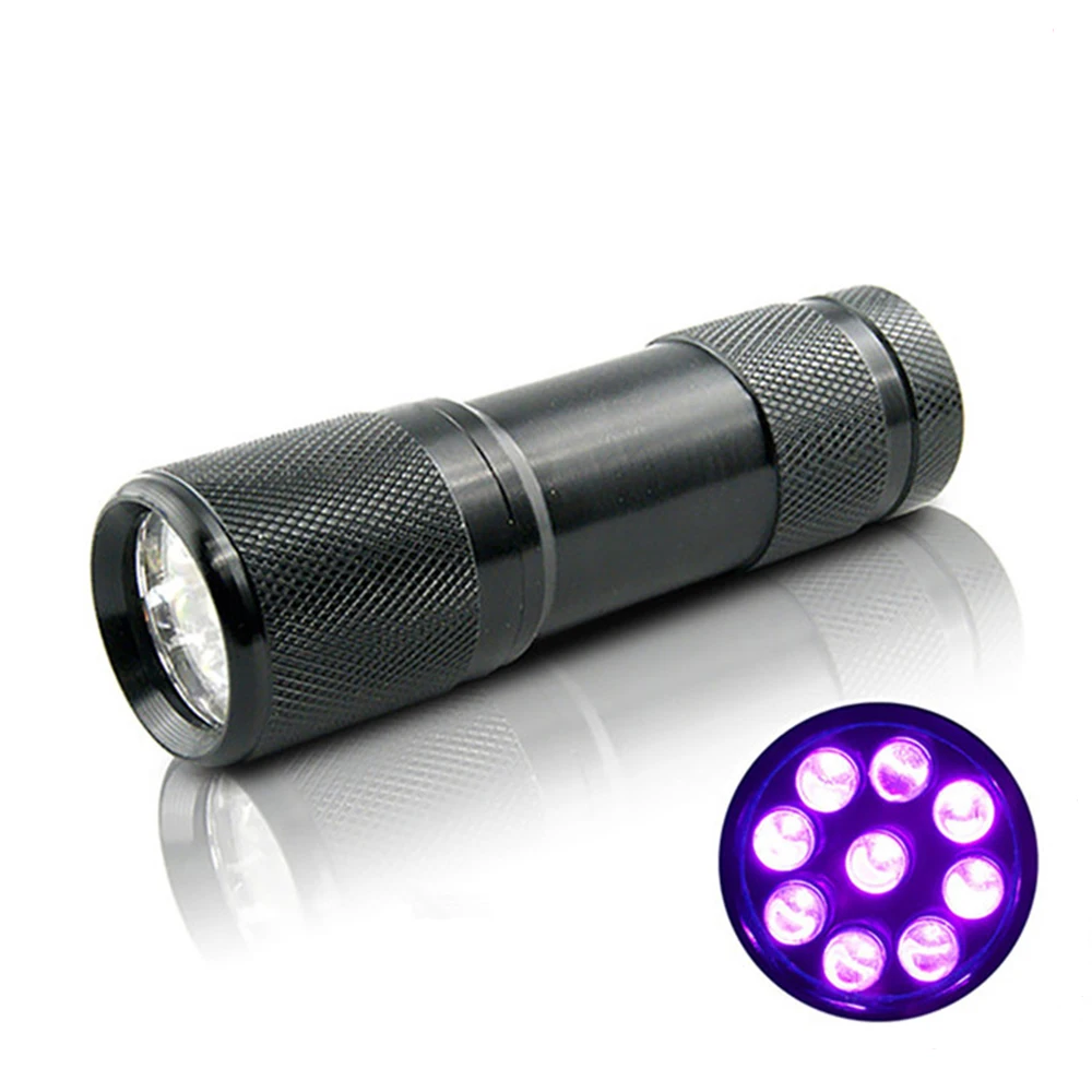 9 LED 395NM 12 Светодиодный s 395NM УФ-светильник моча животных и пятен детектор флэш-светильник, черный светильник светодиодный фонарь для УФ-отверждения смолы, флуоресцентный искатель - Испускаемый цвет: 9 LED 395NM