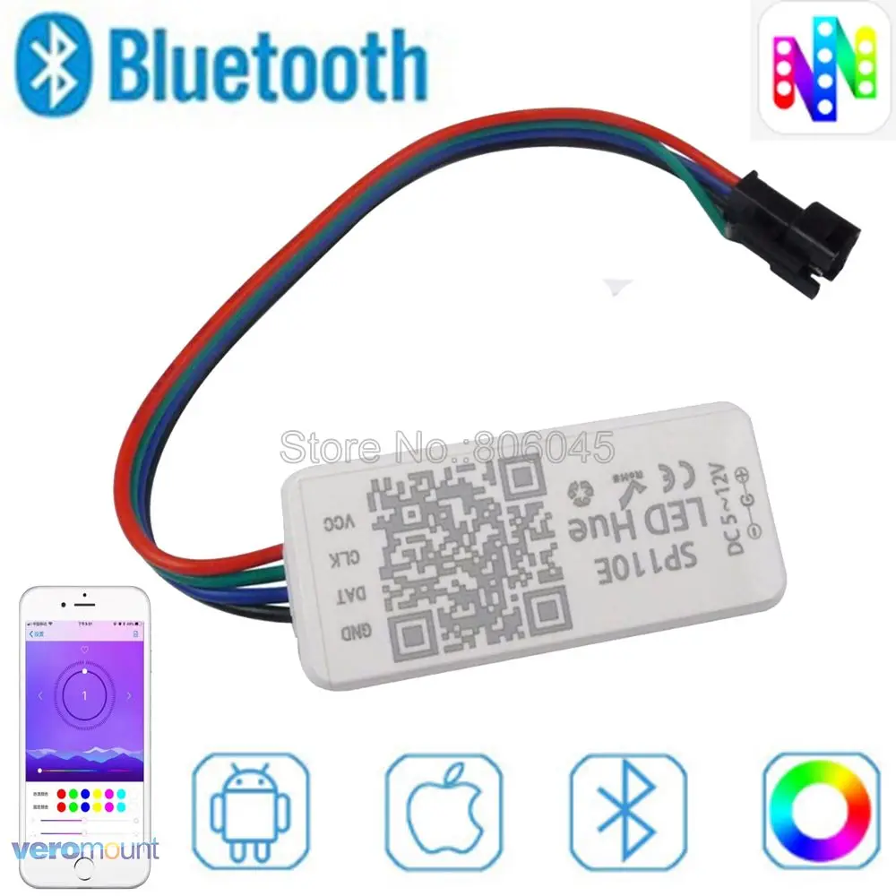 SP110E Bluetooth пиксельный контроллер света WS2811 WS2812B ws2812 диммер SK6812 RGB RGBW APA102 WS2801 пикселей Светодиодная лента IOS Android