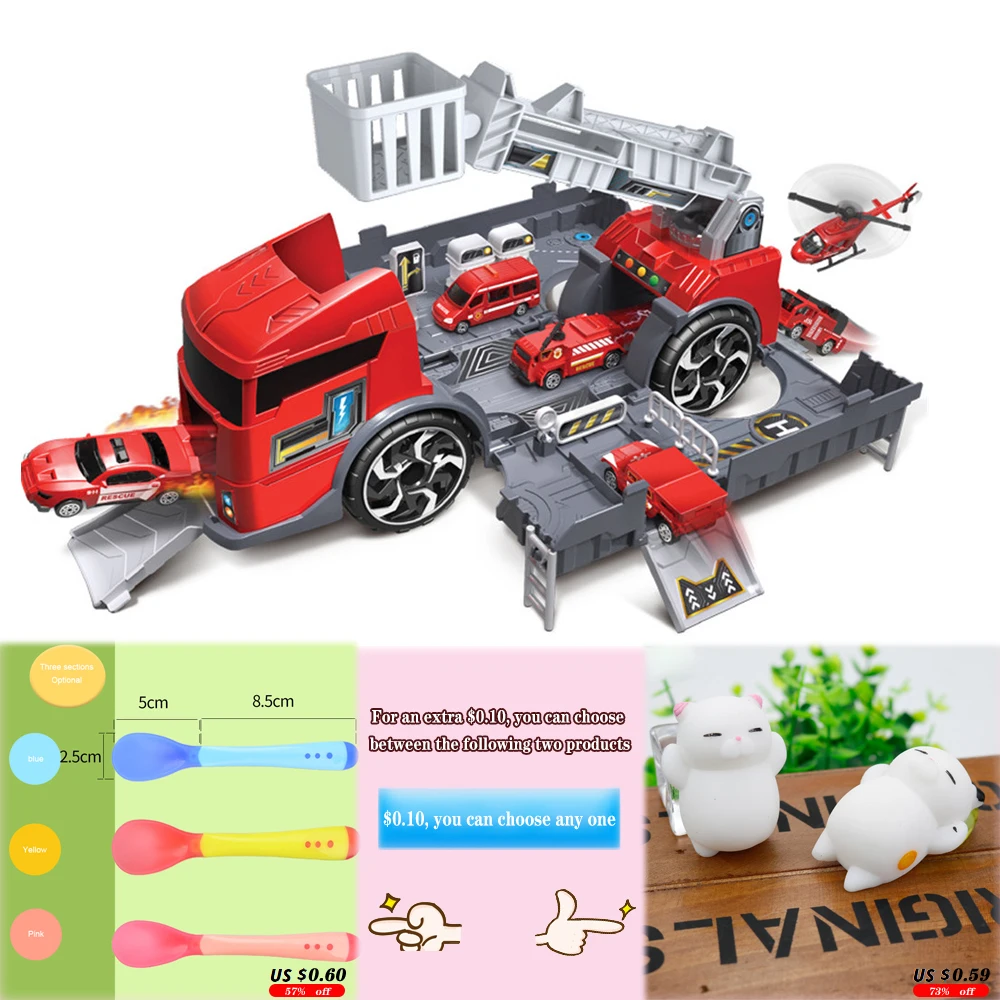 Beste Speelgoed Vrachtwagen Mini Legering Diecast Model Auto Speelgoed Voertuigen Carrier Truck Techniek Auto Vervorming Parkeerplaats Speelgoed Voor Kinderen Jongens