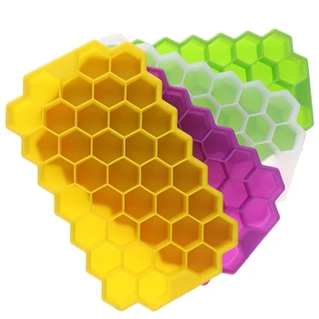 

1PCS Ice Making Mold Silicone Honeycomb Shaped Ice Cube Tray With Cover With 37 Compartments