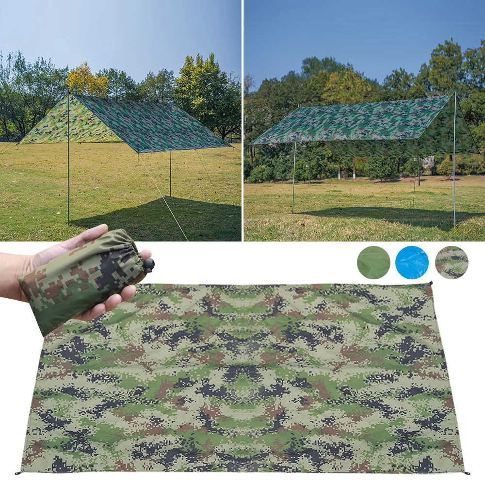 

Outdoor Ultralight Tarp Camping Survival Sun Shelter Multifunctional Waterproof Beach Awning Beach Tent Mat Rain Shelter#