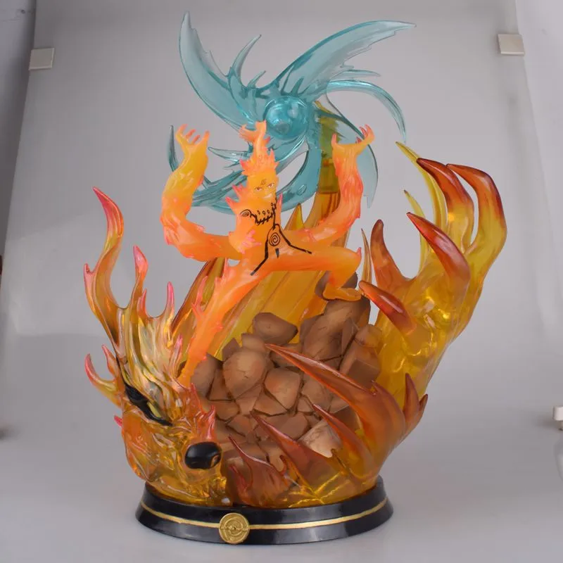 12.8"Statue NARUTO Anime Figure GK Nine tails Immortal Uzumaki Naruto Head Portrait Resin Collectible Model Toys BOX Y1030