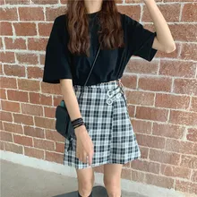 

Preppy Style Y2k Indie A-line Short Skirt Korean Female High Waist Mini Skirts Women Summer 2021 New One-piece Plaid Wrap Skirt