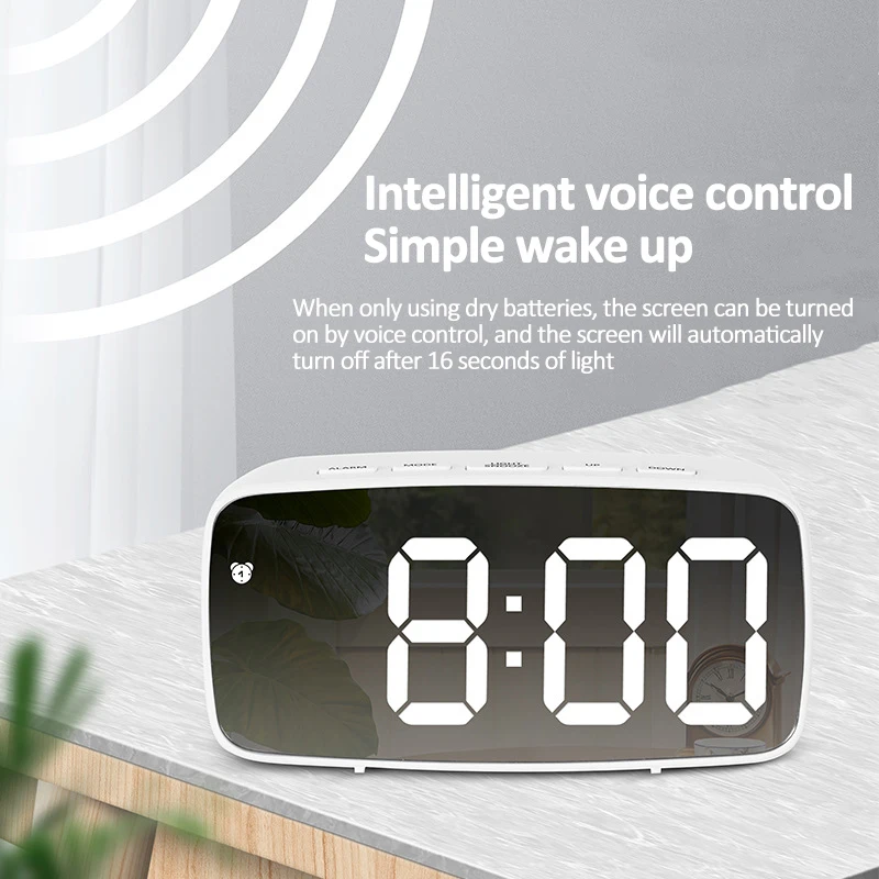 Reloj Despertador Digital Con Pantalla Led, Reloj Electrónico Con Pantalla  De Gran Número, Relojes De Mesa Digitales Con Función De Control De Voz -  Despertadores - AliExpress