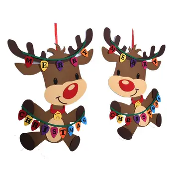 

Cute Christmas Reindeer Pendant Christmas Tree Ornament Felt Christmas Reindeer DIY Decorations 1 Set