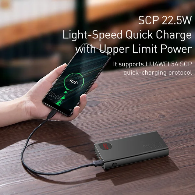 Baseus 22.5W Power Bank, 20000mAh, Fast Charging PD Type-C 3