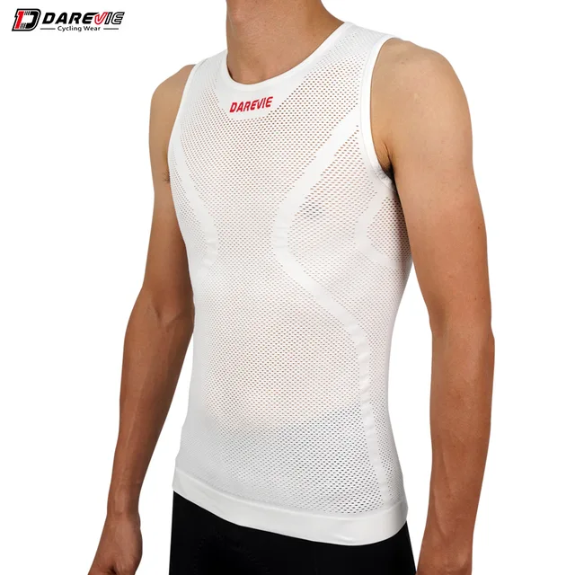DAREVIE Cycling Vest Winter Compression Underwear Man Cycling Base Layer Men Summer Men's Cycling Vest Cool Dry Cycling Jersey White