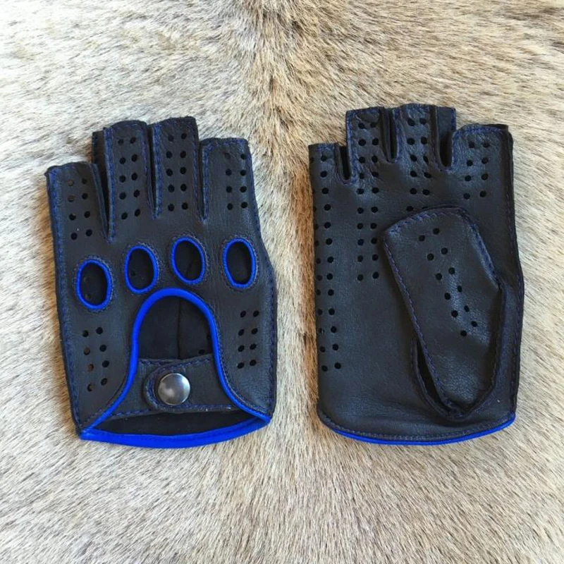 Новое поступление мужские кожаные перчатки для вождения без подкладки козья кожа перчатки без пальцев для спортзала перчатки для занятий фитнесом варежки