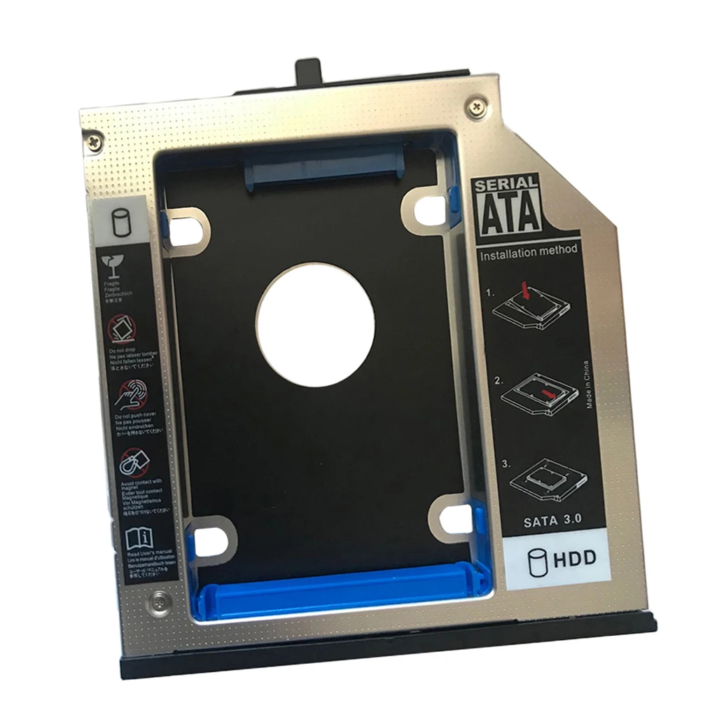 12.7mm SATA To SATA 2nd HDD Hard Drive Caddy For IBM Lenovo Thinkpad T510 W510 Aluminum