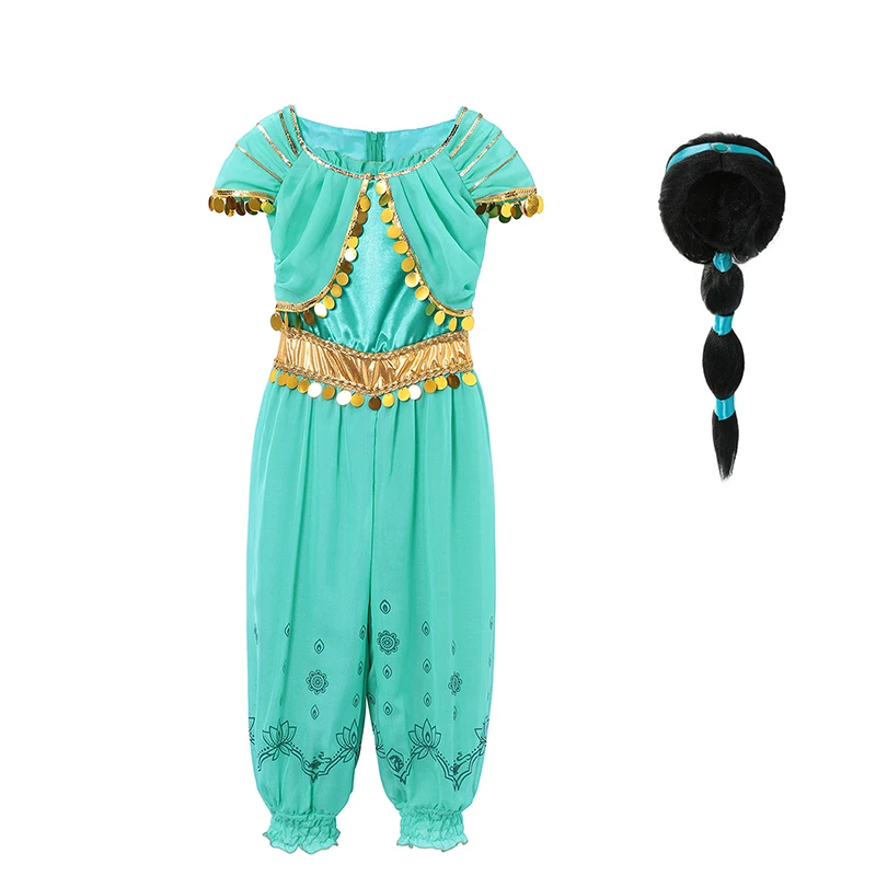 Элегантное платье принцессы, Лампа Алладина, жасмин, одежда Детский карнавальный костюм на Хэллоуин, детское платье цвета жасмин для девочек
