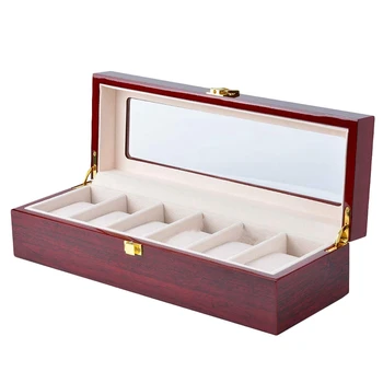 

Wooden Paint Watch Box-6 Wide Watch Slots Watch Case,Jewelry Watch Display,Storage Organizer, Men's Gift -Business,Jewelry Box