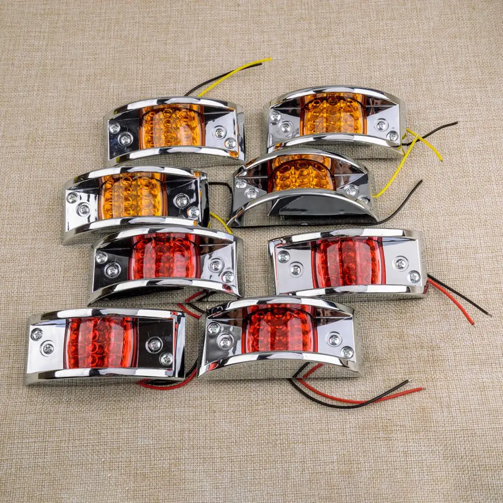 Amber/Red 12 LED Armored Led Marker Clearance Lights Trailer Sealed