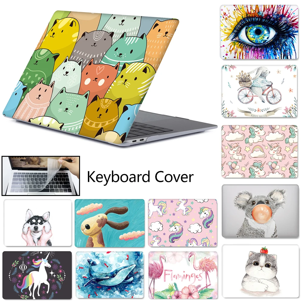 

Laptop case For MacBook Touch ID Air 13 A1932 2018 For MacBook Air Pro Retina 11 12 13 13.3 15 touch bar A2159 + Keyboard Cover