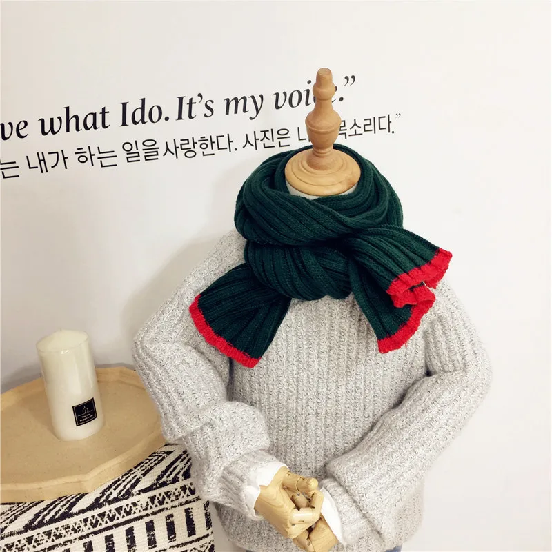Зимний шарф для детей, шарф, шаль, однотонные шарфы-Снуды для мальчиков и девочек, вязаный шерстяной шарф с воротником, модная детская одежда