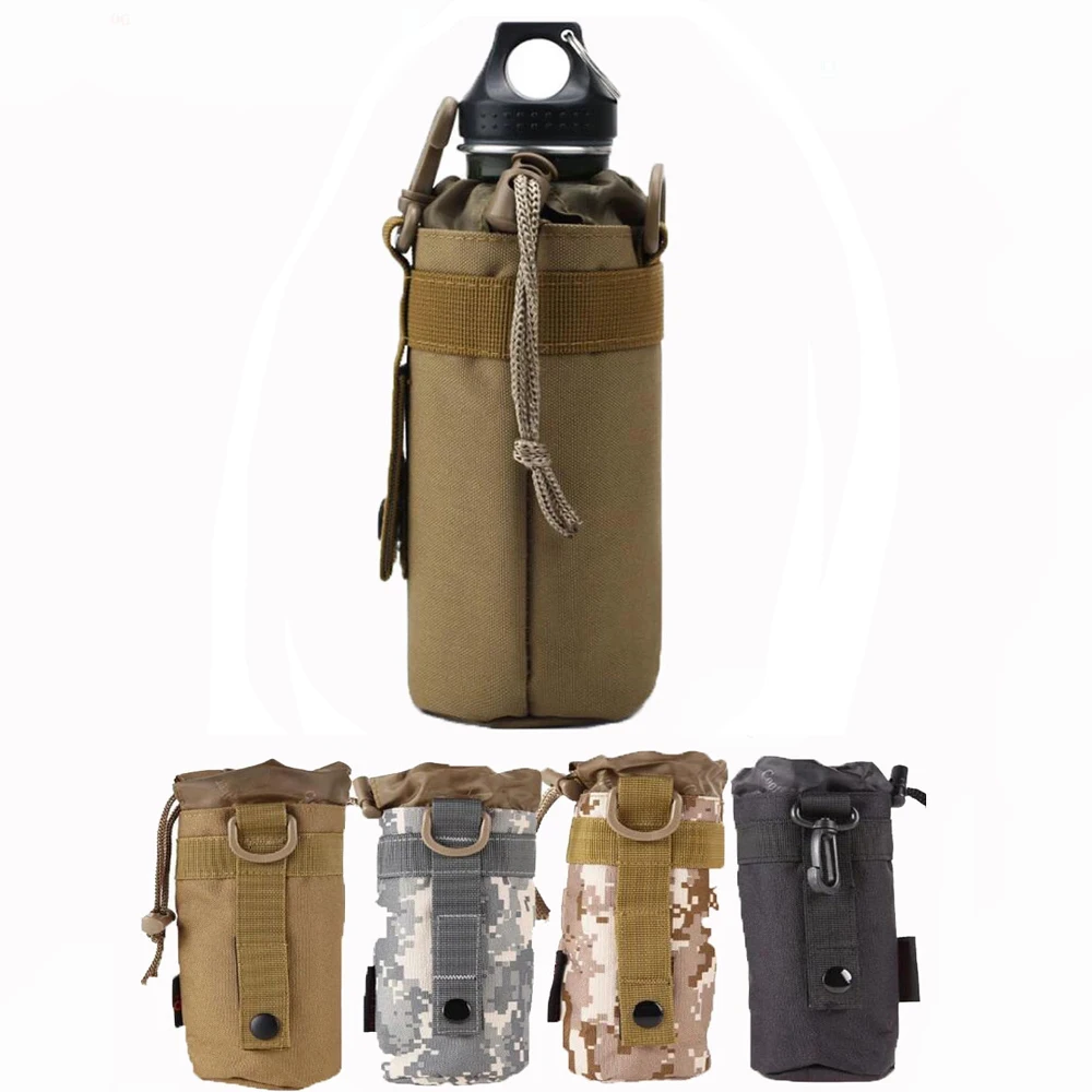 Tactical Molle Water Bottle Pouch Travel Kettle Bag Survival Kettle Holder 