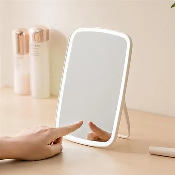 

LED Natural Light Portable Makeup Mirror USB Refill Angle Adjustable Touch Control Brightness Dimmable Lights Women