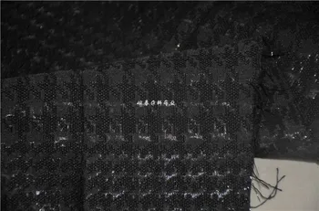 

free ship 100% viscose jacquard fabric black with houndstooth less shine