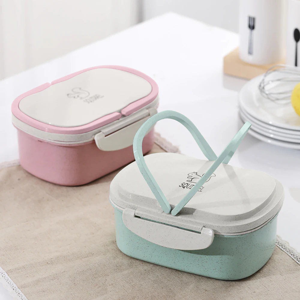 

Wheat Stalks Lunch Box Three Double Layer Food Fruit Container Seal Storage Box Picnic Compartments Microwave School Bento Boxes