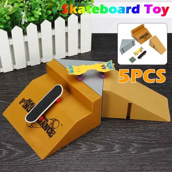 

5PCS/set 2pcs Mini Alloy finger skateboard +3pcs Ramp Parts Toys Novelty with bearing wheels Fingerboard Skateboards Kids