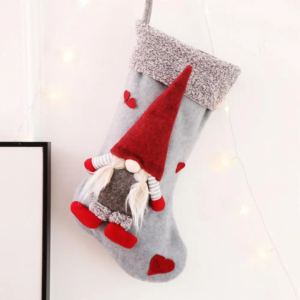 Christmas stockings decorated flannel long beard doll Christmas tree decorated gift bag candy bag 2020 New Year Christmas gift