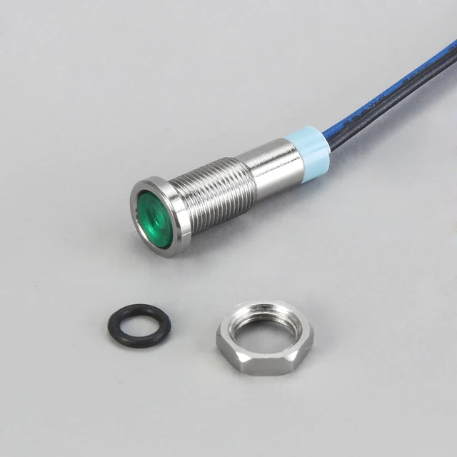 6mm LED Metal Indicator light 6mm waterproof Signal lamp 6V 12V 24V 220v with wire red yellow blue green white 6ZSD.X 4