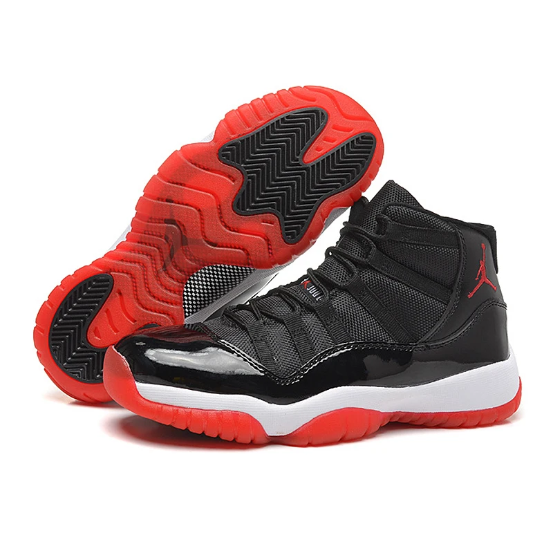 Nike Air Jordan XI Bred AJ 11 Мужская комфортная Баскетбольная обувь на шнуровке мужские кроссовки с амортизацией#378037-010