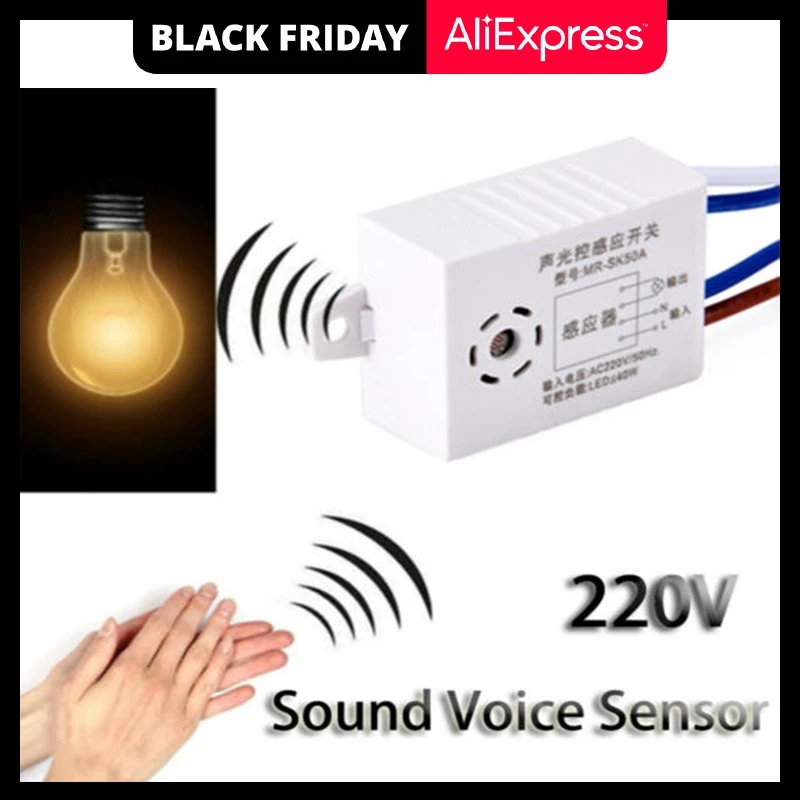 LED Suara Kontrol Lampu Sensor Otomatis On Off Lampu Jalan Saklar Dikendalikan Sensor Switch Smart Saklar Suara