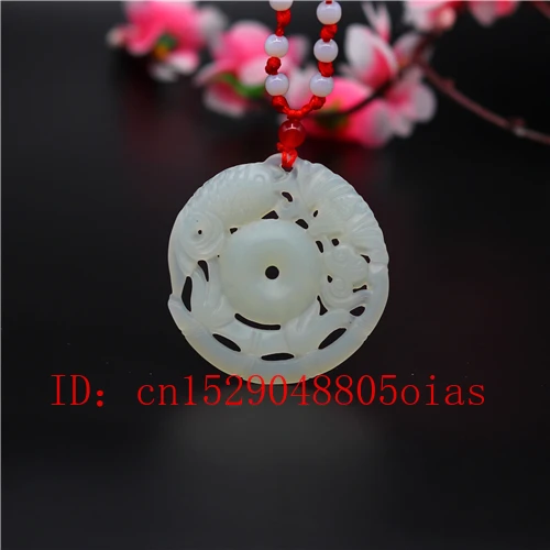 Natural White Chinese Jade Carp Pendant Bat Necklace Charm Jewelry Double-sided Carved Amulet Fashion Gifts for Her | Украшения и