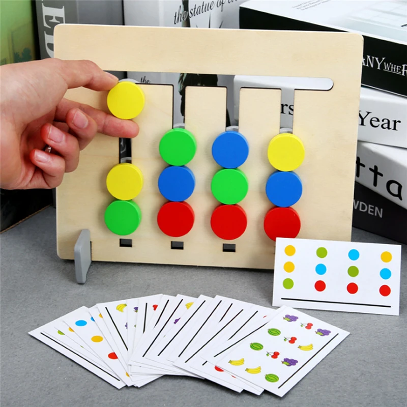 New Style Logic Double-sided Children's Educational Toys Gifts Montessori Wooden Children's Toys Four Colors/fruit Matching Game