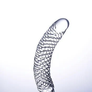 Double Ended Crystal White Pyrex Glass Dildo Artificial Penis Granule Spiral G Spot massager Adult game Sex Toys for Woman Gay 4