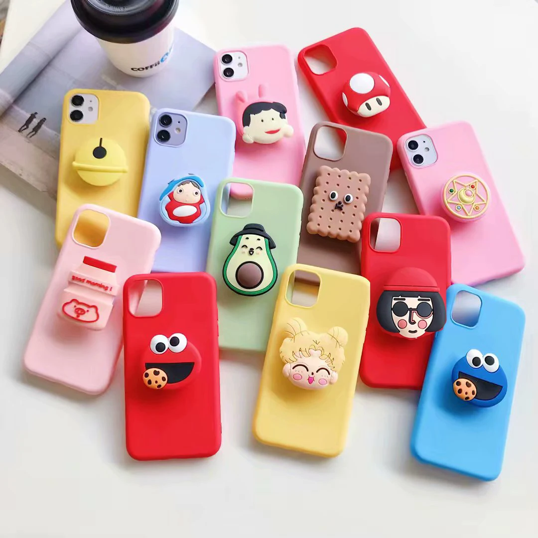 3D Cartoon Phone Holder Case For OPPO A3 A7X A71 F5 A77 A79 A92S F7 R9 R9S R11 R11S Plus R15X Realme C11 Cute Stand Soft Cover | Мобильные