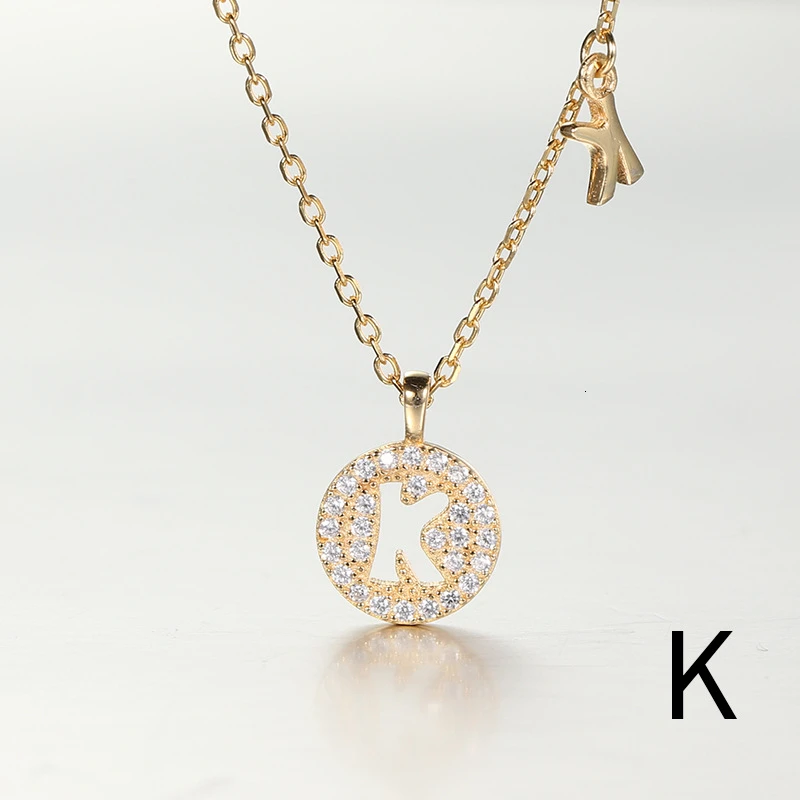 Gold K Ожерелье с подвеской в виде букв, с 925 пробы, серебряное, богемное, цвета шампанского, золотое, пара, длинное ожерелье, Colier Femme Joias Feminina, ювелирное изделие - Окраска металла: Gold K