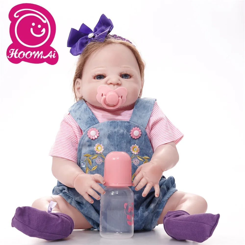 Оптовая продажа силиконовая кукла Reborn игрушки 22 дюйма с мохером реалистичные