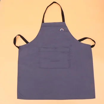 

Rainbow Pattern Cotton Halter Apron Professional Salon Haircut Apron with Pocket for Hairdresser (Grey)