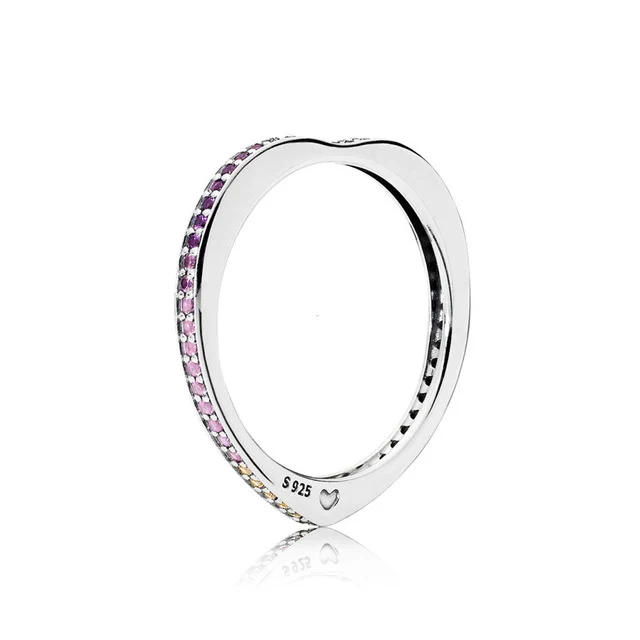 

100% Sterling silver 1:1 2018 197095NRPMX RAINBOW ARCS OF LOVE RING Original Women Fashion Jewelry