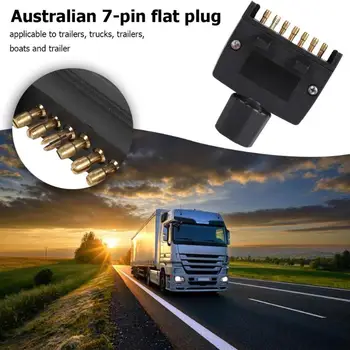 

7 Pin AU Flat Male Trailer Socket Plug Connector Adapter for RV Trailer Australian Standard 7-Pin Flat Male Trailer Plug