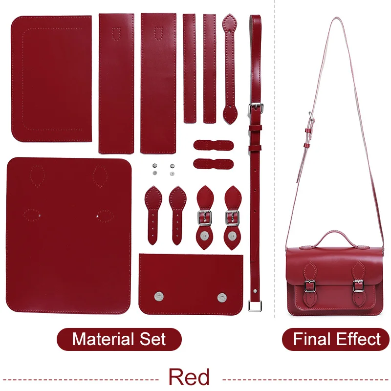 Ручная работа, изготовленная из натуральной кожи, коровья кожа, материал для сумки, сделай сам, для женщин, на одно плечо, маленькая сумочка, набор материалов, требуется Шитье - Цвет: Красный