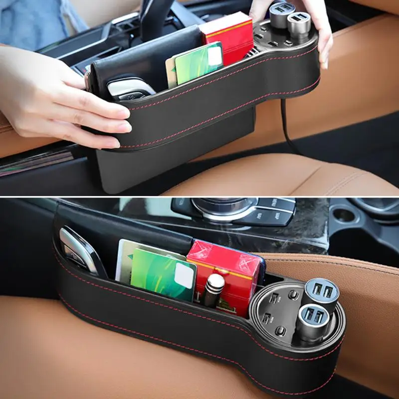 Автомобильное кресло щелевая коробка для хранения 2 USB Автомобильное зарядное устройство прикуриватель розетка сумка-Органайзер для автомобиля зазор Карманный держатель для телефона