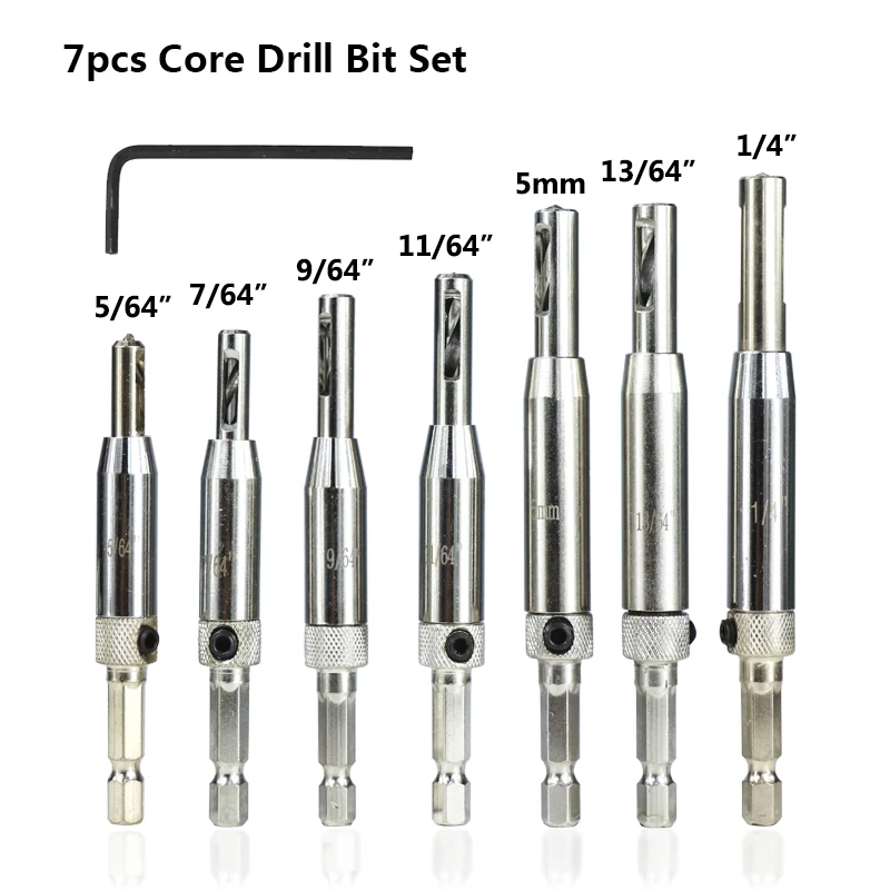 7PCS Set 4 шт./7 шт. HSS Самоцентрирующиеся шарнирные сверла набор сверл для бурения дерева, двери, окна, штифт для шкафа, деревообрабатывающее сверло - Цвет: 7PCS Set