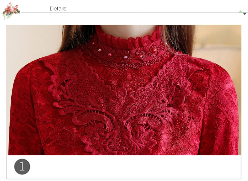 Blusas Mujer De Moda, осень/зима, новинка, большие размеры, кружевные рубашки, женская рубашка с длинными рукавами, Корейская версия, блузки, Топ 805G7