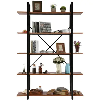 

5-tier Wooden Bookcase Bookshelf Storage Organizer Display Home Decor Rack Furniture Boekenkast